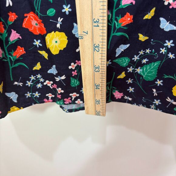 Boden NWT Navy Blue Floral Mini Dress 12 Cotton Puff Sleeves Spring Mod Garden - Picture 5 of 10